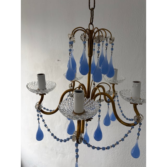 Lavender Purple Opaline Drops Beads French One of a Kind Chandelier Rare For Sale - Image 10 of 10