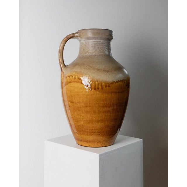 Vintage Gradient Glazed Ceramic Jug Vase with Handle from Scheurich, Germany, 1970s For Sale - Image 11 of 11