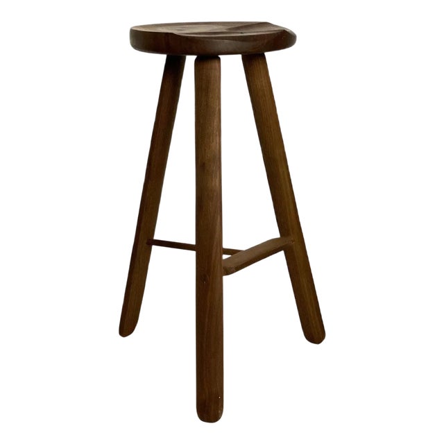 Sculpted Figured Walnut Counter Stool by Michael Rozell For Sale
