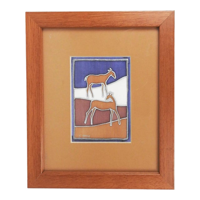 Small Contemporary Deer Painting on Silk For Sale