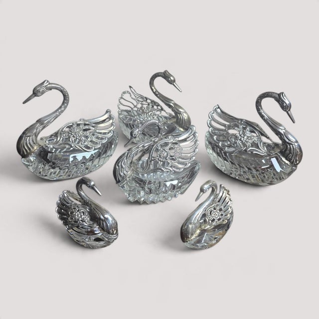 Antique Cut Glass and Silver Swans, 1900, Set of 6 For Sale - Image 14 of 14