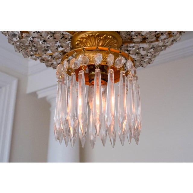 Vintage French Empire Bronze & Crystal Early 20th Century Chandelier For Sale - Image 4 of 9