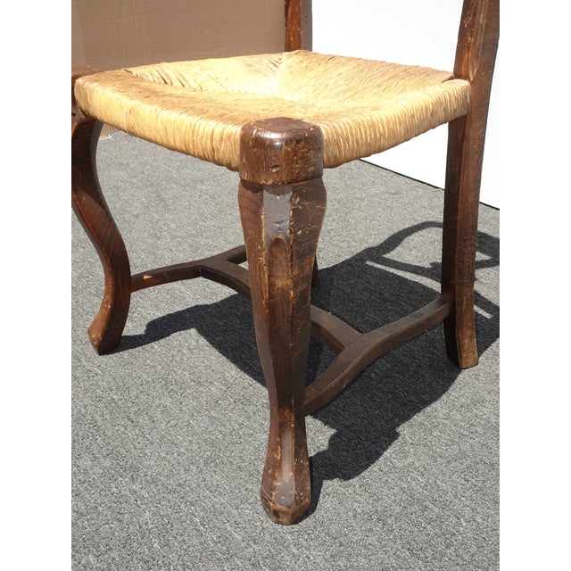 Set of Eight Vintage French Country Rush Seat Dining Chairs For Sale - Image 13 of 16