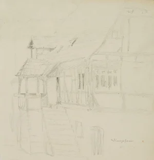 H. Christiansen, Half -Timbered House with Entrance Stairs in Bad Wimpfen, 1922