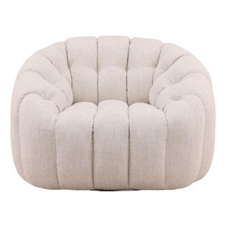 Modern Tufted Ivory Swivel Chair For Sale