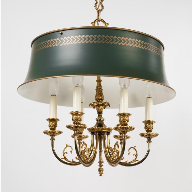 Spectacular and Exceptionally Elegant 1960s Spanish Louis XVI Revival Style Solid Cast Brass 6-Light "Bouillotte"...