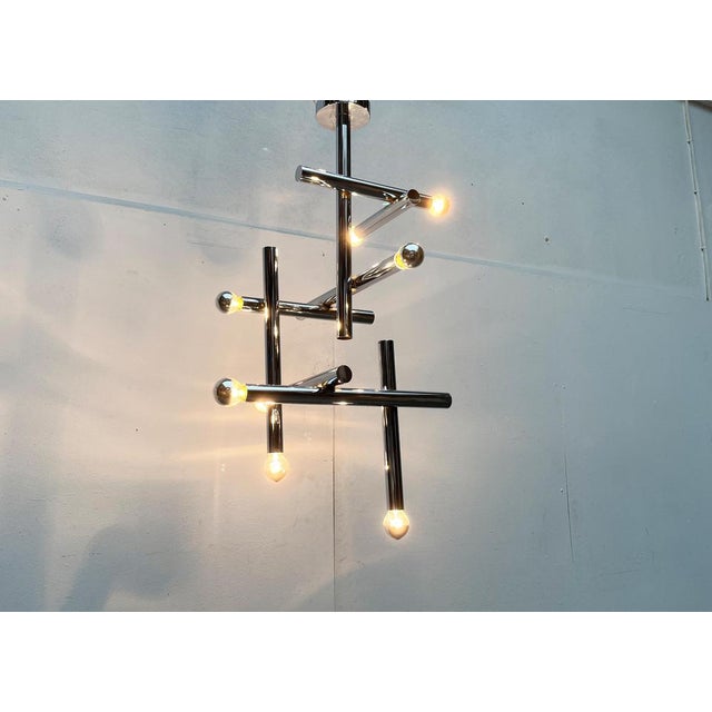 Mid-Century Minimalist Space Age Chrome Ceiling Lamp from Temde, Switzerland, 1960s For Sale - Image 6 of 18