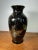 Japanese Japanese Hand Painted Vase 8” Black With Gold Rim & Floral Design Collectible For Sale - Image 3 of 10