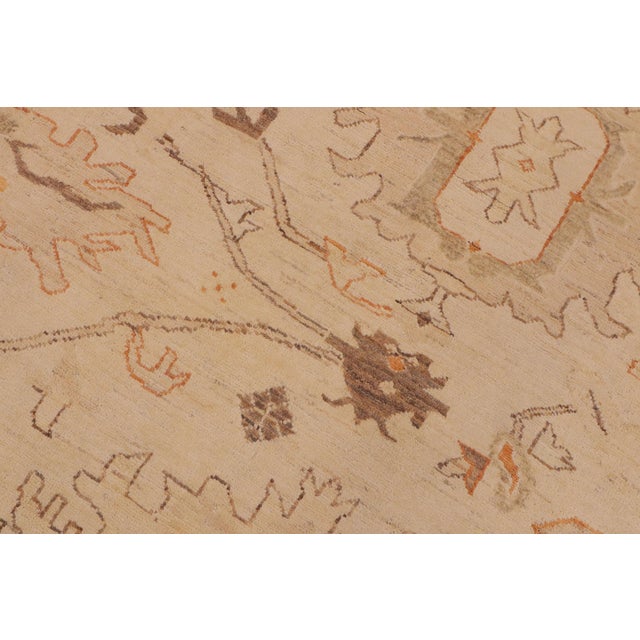 1990s Oriental Ziegler Beige Tan Hand-Knotted Wool Rug - 9'0'' X 12'0'' For Sale - Image 5 of 8