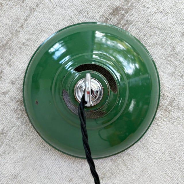 Industrial Green Enamel Pendant Light from Coolicon, 1930s For Sale - Image 4 of 6
