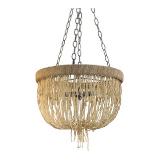 Made Goods Organic Modern Cream Coco Beads Carmen Chandelier For Sale