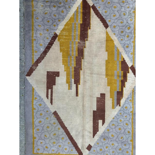 Nice 1930´s French art deco rug with the inspiration of the name of the artist «Cransac » with a beautiful geometrical art...
