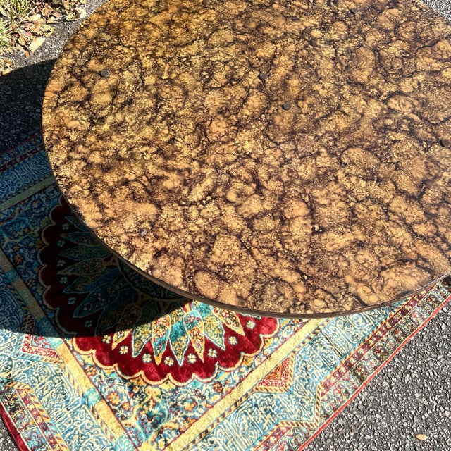 Mid-Century Modern 1970’s Henredon Faux Tortoise Shell Round Coffee Table For Sale - Image 3 of 9