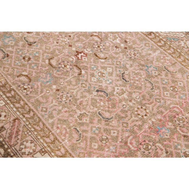 Textile 1960s Vintage Persian Hamadan Shabby Chic Peach Handmade All-0ver Wool Runner For Sale - Image 7 of 8