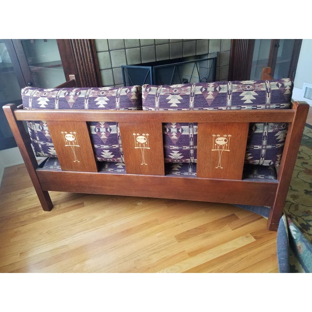 Purple Geometric Craftsman Loveseat For Sale - Image 4 of 4