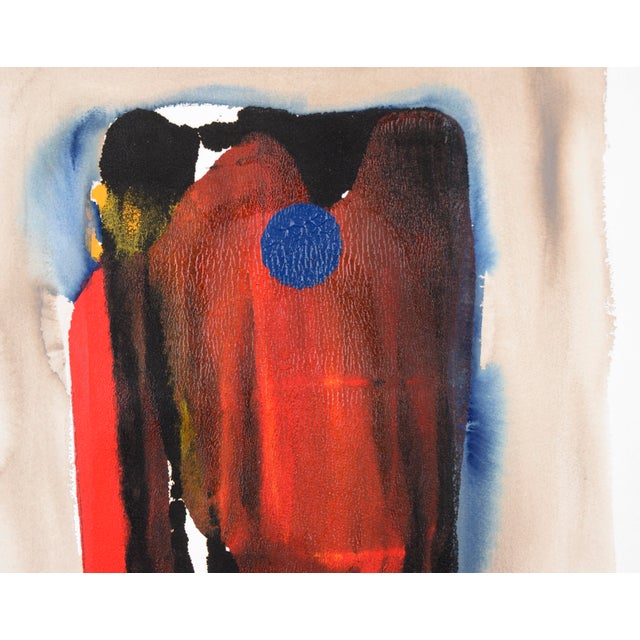 Abstract Expressionism Monument in Red, Black, and Blue - Abstract Expressionist in Acrylic on Paper by Ricardo De Silva For Sale - Image 3 of 5