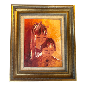 1950’s Abstract Expressionist Mid Century Mother and Child Portrait Painting