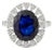 Royal Blue Sapphire Lady Diana Ring Wtih Diamonds in 18k White Gold Size 5 For Sale