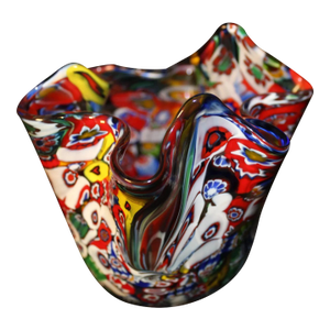 Vintage Murano Style Venice Italy Hand Blown Glass Handkerchief Vase