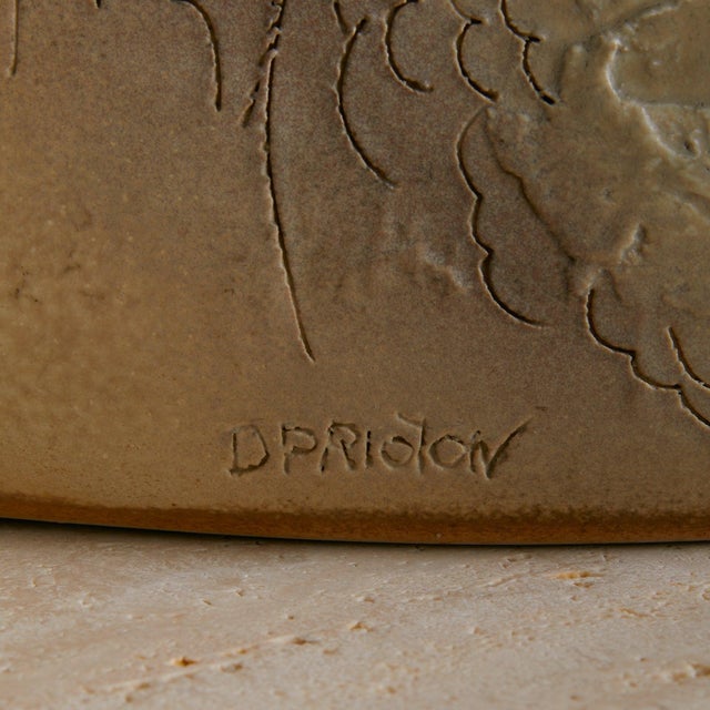 1970s 1970s French Textured Ceramic Table Lamp by D. Prioton For Sale - Image 5 of 8