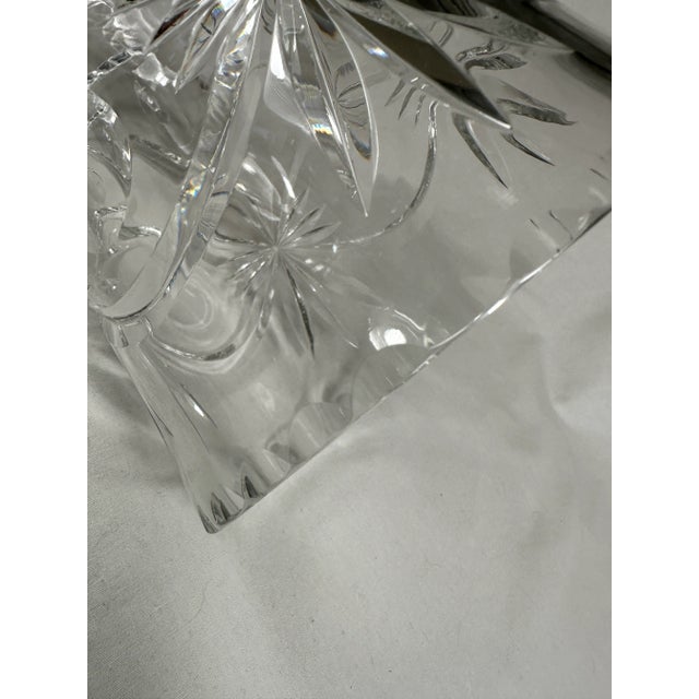 Transparent Large Crystal Vase Swirls & Bows Barrel Shape For Sale - Image 8 of 11