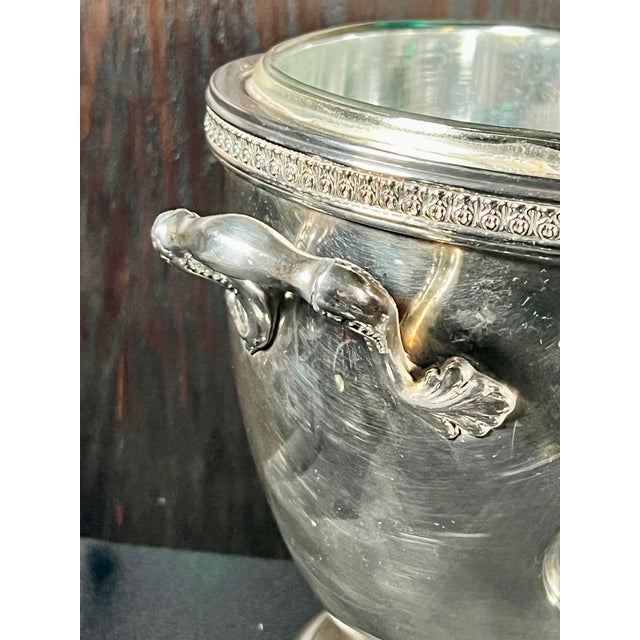 Silver Vintage Silver-Plated Ice Bucket With Glass Liner For Sale - Image 8 of 9