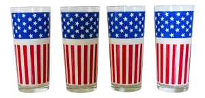 1970s Stars and Stripes Glass Tumblers - Set of 4