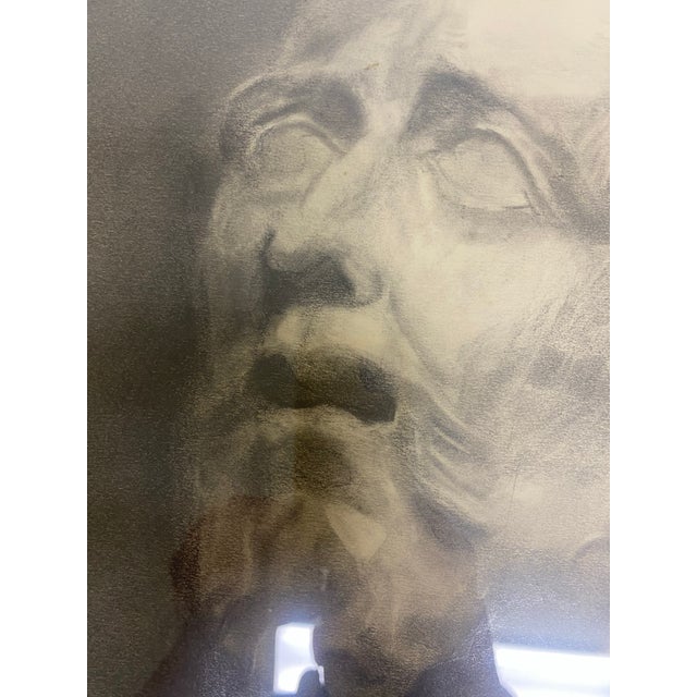 Rococo Early 20th Century Artist Study of a Classical Bust Pencil on India Paper For Sale - Image 3 of 11