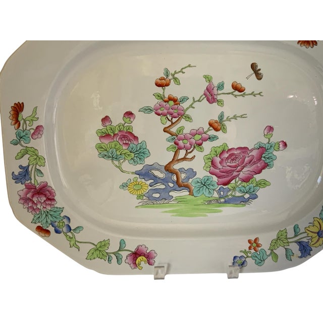 Copeland Antique Copeland Spode "Willis" Indian Tree 16.75" Hand Enameled Large Meat Serving Platter New Stone England Nov 1917 For Sale - Image 4 of 8