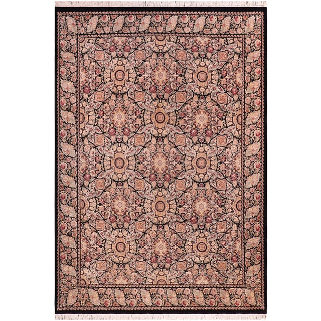 Art Nouveau Pak-Persian Black/Black Wool Rug - 9'0'' X 12'2'' For Sale - Image 9 of 9
