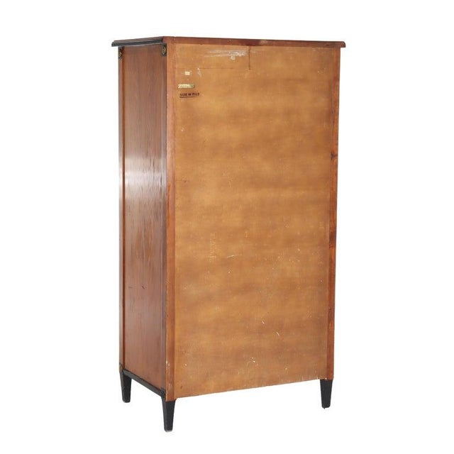 Antique Italian Ebonized & Gilt Trim Cherry 7-Drawer Classical Semainier C1930 For Sale - Image 16 of 17