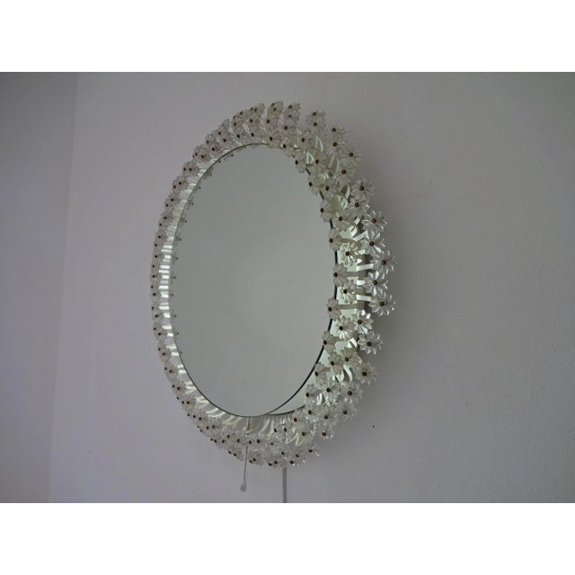 Mid-Century Modern Austrian Illuminated Flower Mirror, 1960s For Sale - Image 3 of 18