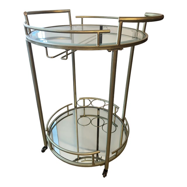 Vintage Rolling 2 Tier Champagne Bar Cart For Sale
