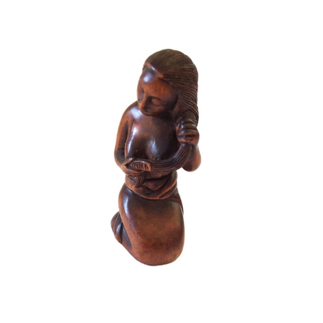Japanese Quality Signed Netsuke Carving Of A Female Chairish