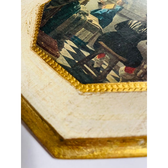 Italian Vintage Florentine Small Wooden Plaque For Sale - Image 3 of 6