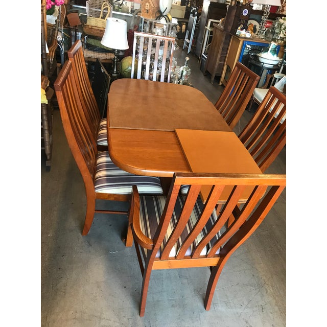 Modern Danish Dining Room Table With Leaf And Felt Cover Chairish