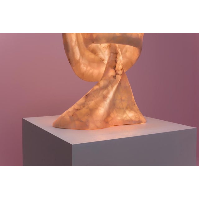 Aqua Fossil Sculptural Table Light in Alabaster and Resin by Amarist Studio For Sale - Image 4 of 14