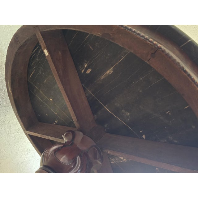 Wood Antique French Mahogany Marble Top Table Hand Carved Pedestal C.1830s Louis Phillippe For Sale - Image 7 of 7
