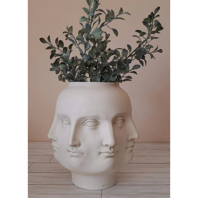 Modern Abstract Multi Face Unglazed Vitruvian Pottery Head Vase Fornasetti Alder Style For Sale In Fayetteville, AR - Image 6 of 7