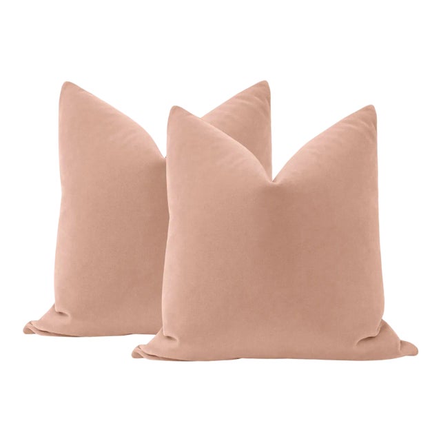 22" Blush Mohair Pillows - a Pair For Sale