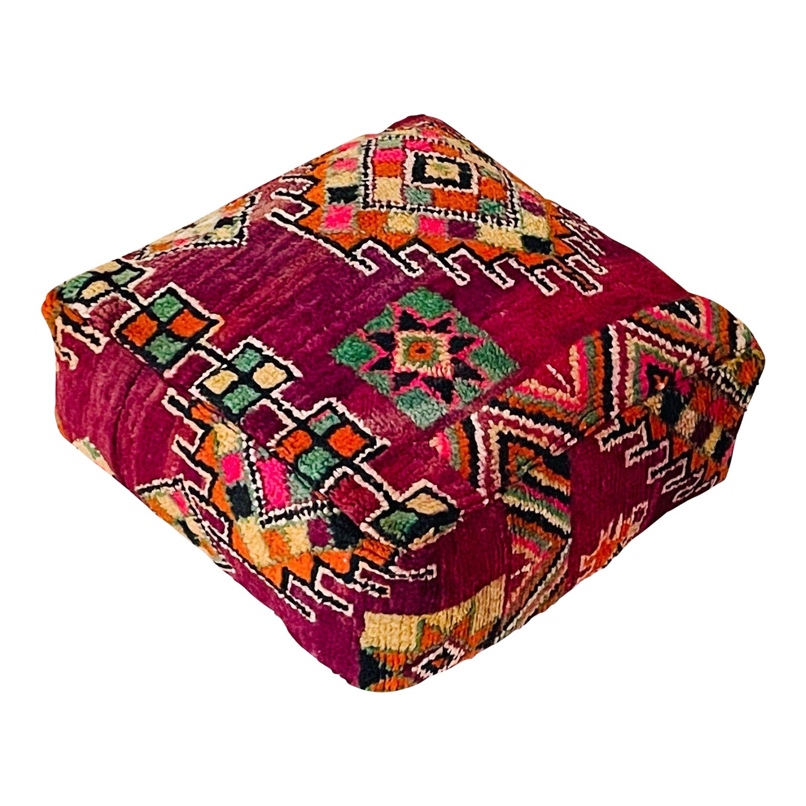 Moroccan Square Floor Cushion / Pouf Cover From a Vintage Rug Chairish