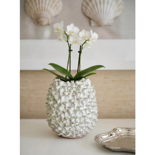 Vintage Italian Textured Sea Urchin Ceramic Studio Vase For Sale - Image 9 of 12