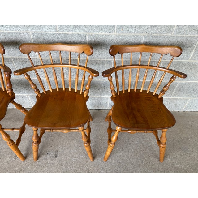 English Bent Brothers Maple Comb Back Arm Chairs - Set of 4 For Sale - Image 3 of 15
