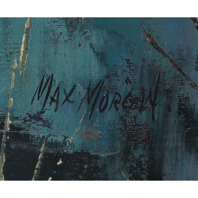 1960s Mid Century Modern Beach Scene Oil Painting by M. Morgan For Sale - Image 5 of 5