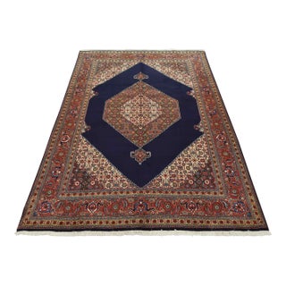 Tabriz Rug 9’10” X 12’9” Blue Wool Vintage Traditional Hand-Knotted Carpet For Sale