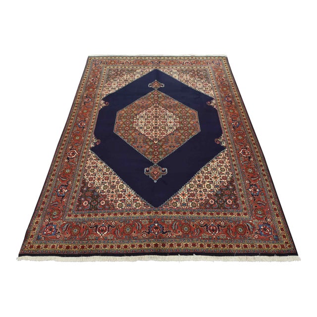 Tabriz Rug 9’10” X 12’9” Blue Wool Vintage Traditional Hand-Knotted Carpet For Sale