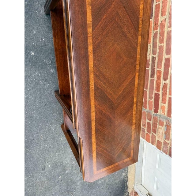 Late 20th Century Chinoiserie Chippendale Style Inlaid Fretwork Console Table by Lane For Sale - Image 9 of 15