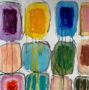 "Large Gridish #14" Contemporary Abstract Mixed-Media Painting by G. Campbell Lyman