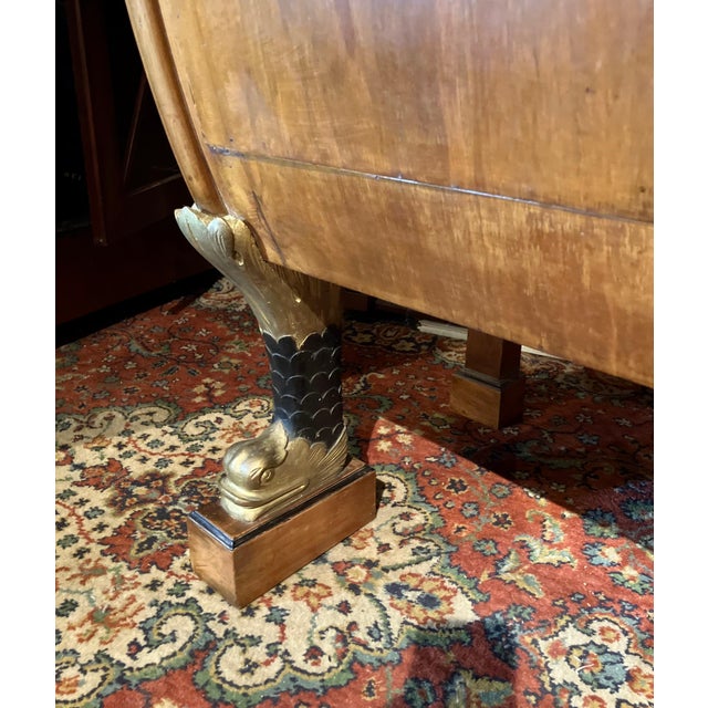 19th Century Biedermeier Fruitwood Armoire with Dolphin Carvings and Gilt Detail For Sale - Image 10 of 11