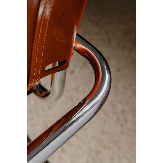 Mid-Century Modern Chairs in Cognac Brown Leather, 1970s, Set of 2 For Sale - Image 6 of 12